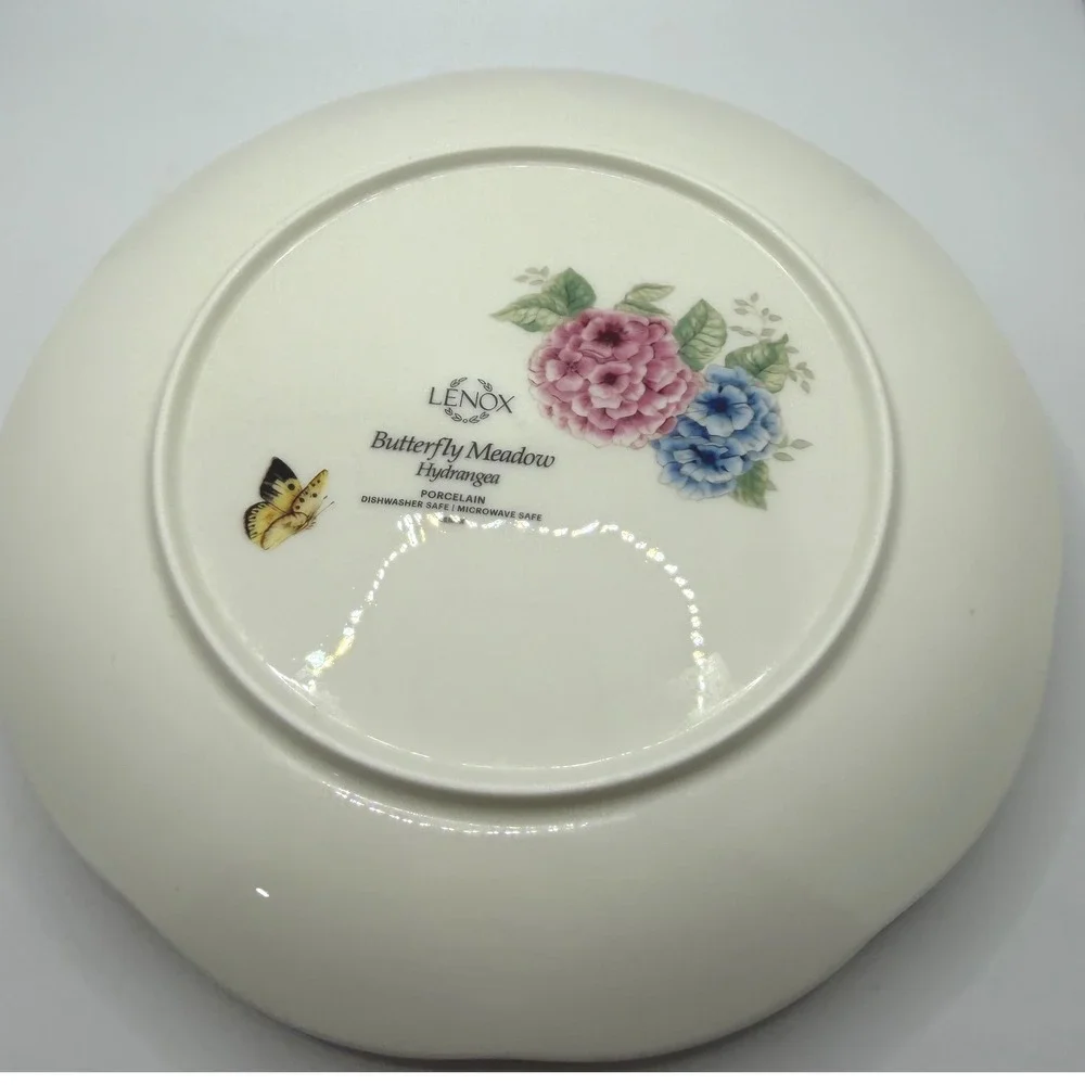 Lenox Butterfly‎ Meadow Hydrangea Porcelain Accent Plates Set of 4 Scalloped 9in